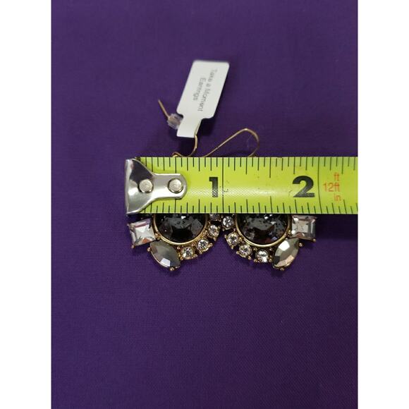 Teardrop Dangle Rhinestone Earrings Smokey Clear Lace Like Design Brass Tone New - Picture 7 of 7